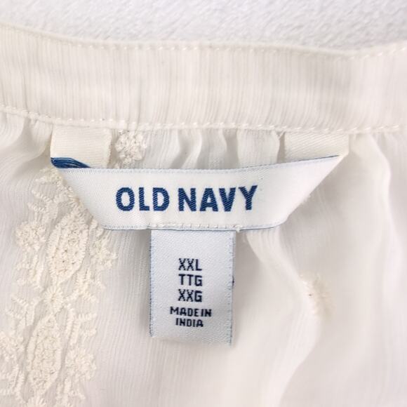 Old Navy Fairy Delicate Romantic Sheer Top Women's XXL Ivory Embroidered - Picture 5 of 8